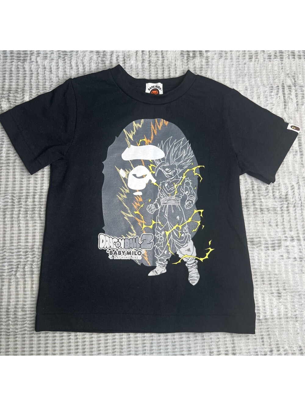 Bape x Dragon Ball Z Son Gohan Big Ape Head Tee Black Size 110 3-4t ~ BAPE KIDS